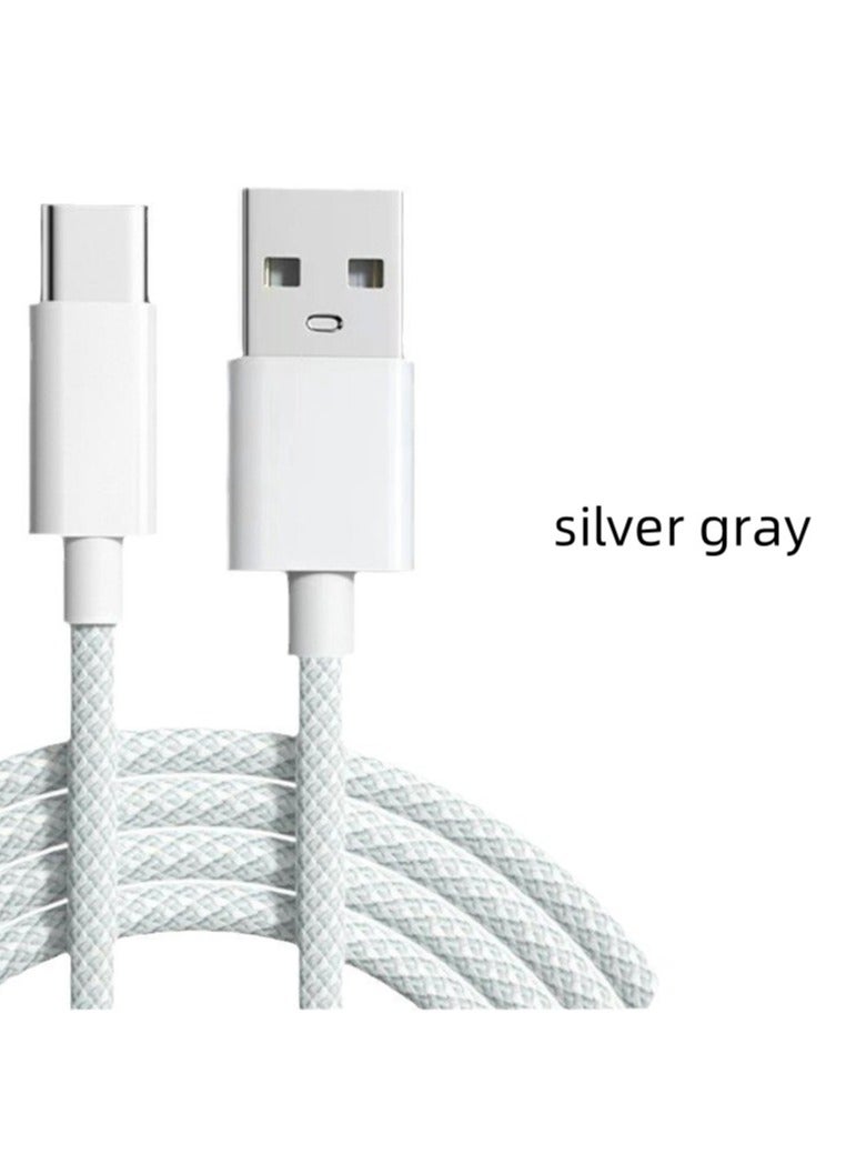 Fast charging cable for USB-C interface tablet phones (silver gray, 1.5 meters) - Image 1
