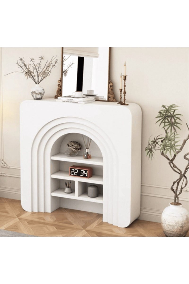 GAIA Home Modern Arched Console Table with Open Shelves High Density Board White - Image 2