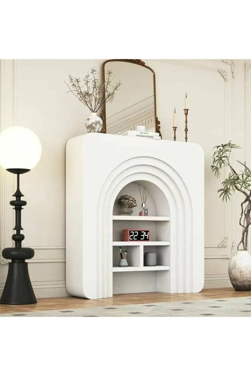 GAIA Home Modern Arched Console Table with Open Shelves High Density Board White - Image 3