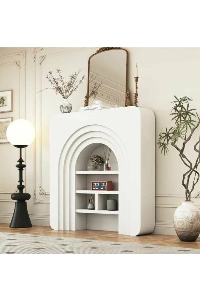 GAIA Home Modern Arched Console Table with Open Shelves High Density Board White - Image 4