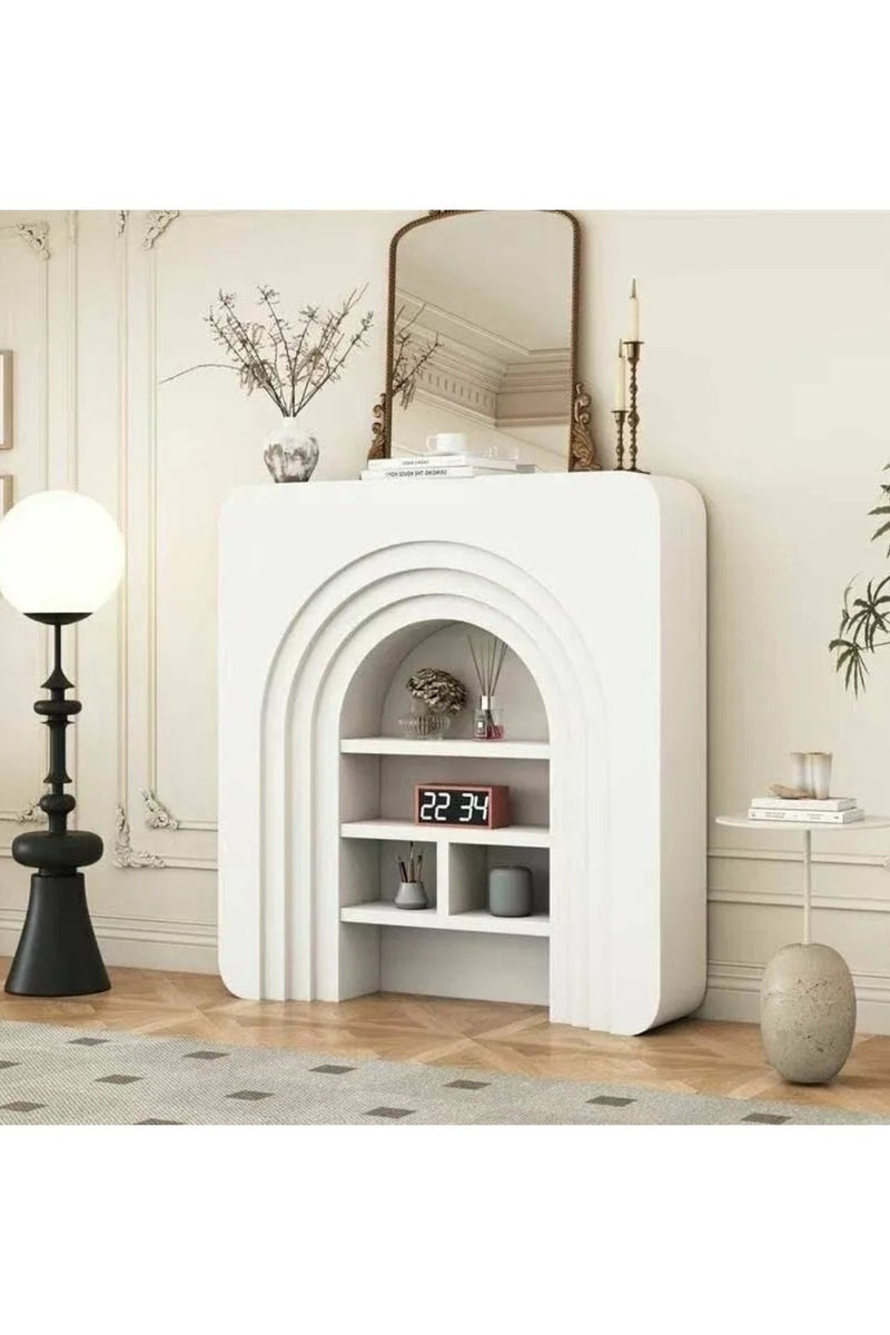 GAIA Home Modern Arched Console Table with Open Shelves High Density Board White - Image 1