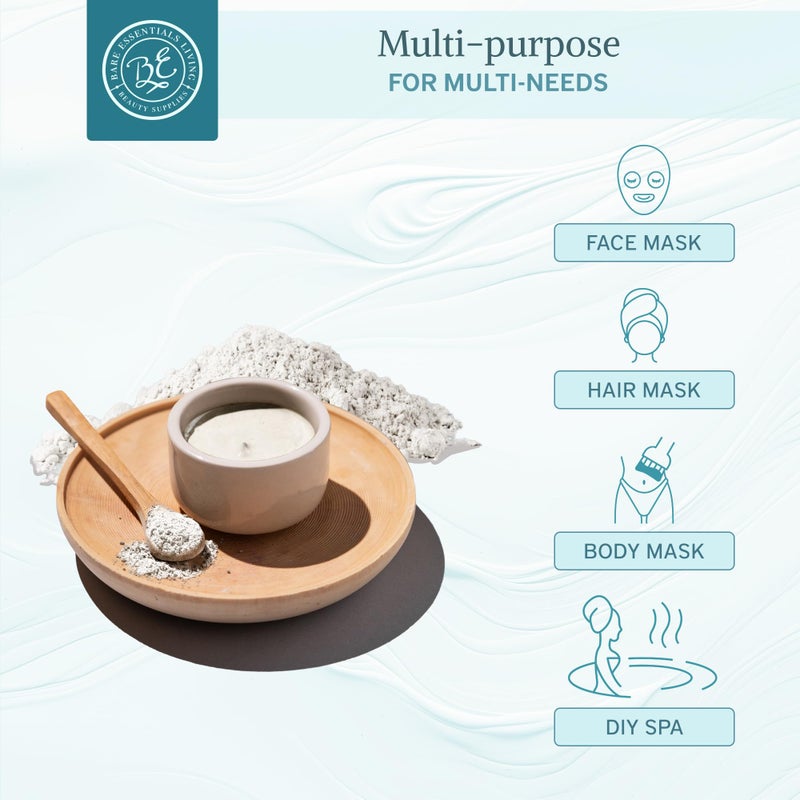 Bare Essentials Living أساسيات الحياة - مسحوق طين الكاولين الأبيض (12 أونصة) 100% طين أبيض طبيعي مسحوق للاستخدام في قنابل البذور، قناع الطين الأبيض، منتجع صحي DIY، صابون، قنبلة استحمام، مزيل العرق، يمكن استخدامه كطين كاولين للزراعة - Image 2