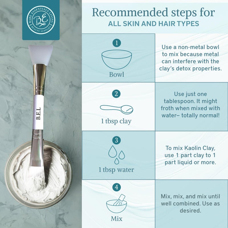 Bare Essentials Living أساسيات الحياة - مسحوق طين الكاولين الأبيض (12 أونصة) 100% طين أبيض طبيعي مسحوق للاستخدام في قنابل البذور، قناع الطين الأبيض، منتجع صحي DIY، صابون، قنبلة استحمام، مزيل العرق، يمكن استخدامه كطين كاولين للزراعة - Image 5