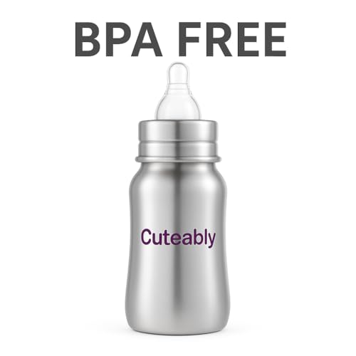 Cuteably Stainless Steel Wide Mouth Bottle | Anti-Colic Nipple Baby | Rust-Free BPA-Free Bottles for Newborn (150 ML) - Image 5