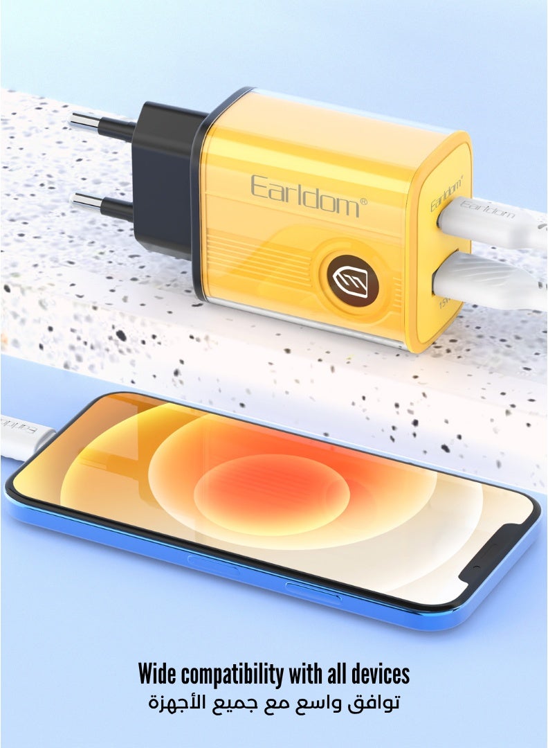 Earldom 20W 2pin Fast Charger – QC3.0 + PD Dual Port | 6 Month Warranty | Type-C to iPhone Lightning Cable | EU Plug - Image 4