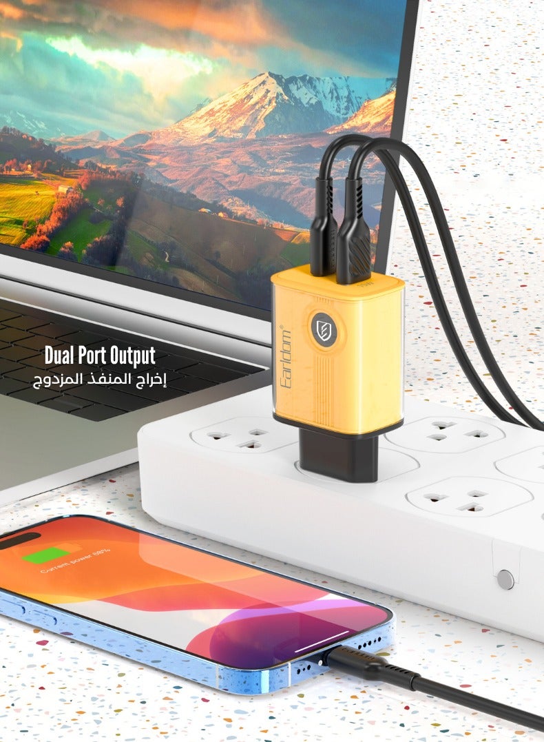 Earldom 20W 2pin Fast Charger – QC3.0 + PD Dual Port | 6 Month Warranty | Type-C to iPhone Lightning Cable | EU Plug - Image 3