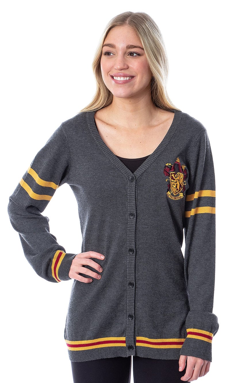 Bioworld Harry Potter Womens Gryffindor House Open Front Cardigan Juniors Knit Sweater (Large) - Image 1