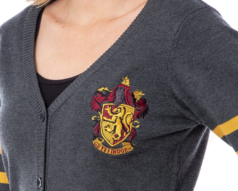Bioworld Harry Potter Womens Gryffindor House Open Front Cardigan Juniors Knit Sweater (Large) - Image 2
