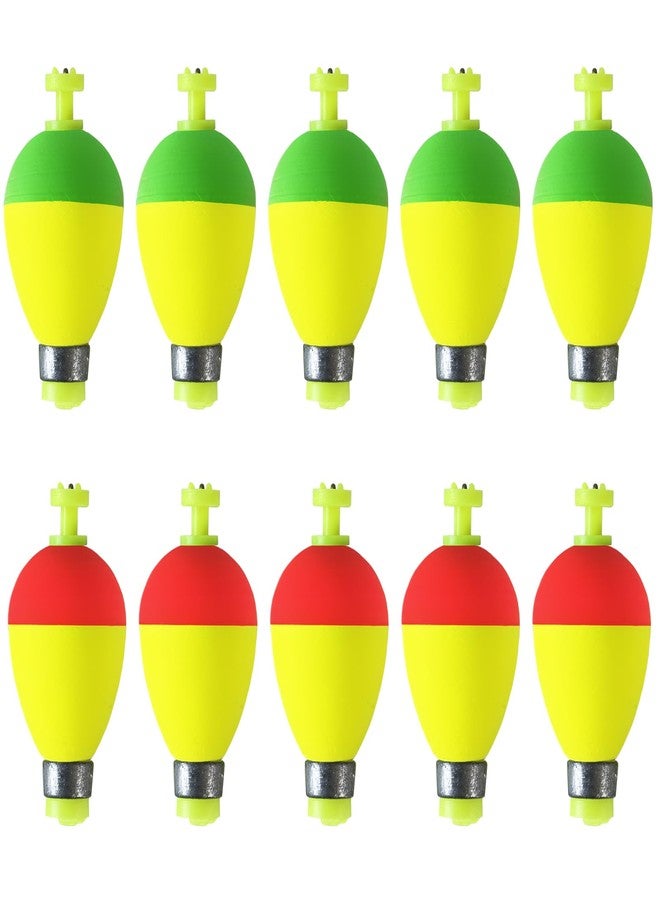 Bombite Fishing Bobbers Floats,10 Packs Weighted Bobbers for Fishing Foam Snap-on Fishing Floats Ball Oval Slip Bobbers for Fishing Bluegill Crappie Panfish Bass Trout Oval-Shape 1.2 in - Image 1