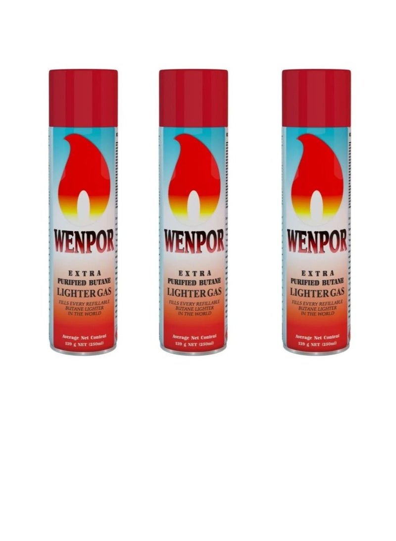 Wenpor 3 Pieces of Winpower lighter gas - 250 ml 3 pieces