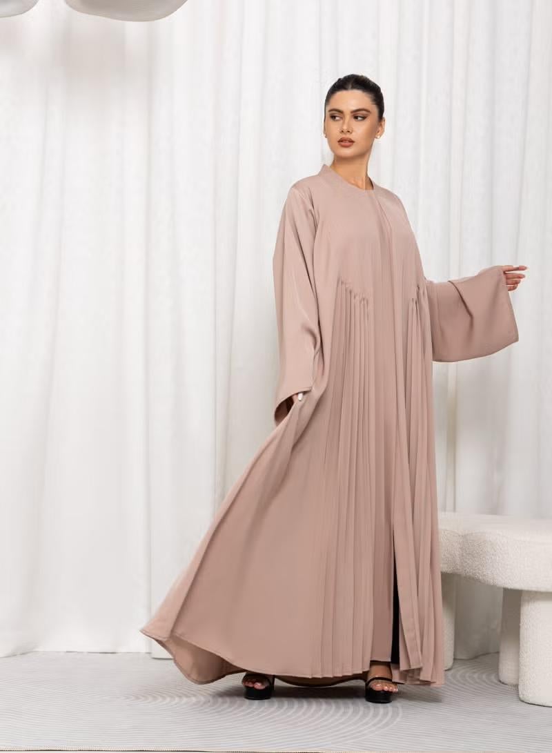 Nikias Dusty Pink Nida Pleated Abaya - Image 2