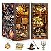 HAIMST Book Nook Kit DIY Miniature House Kit with Dust Cover LED Light 3D Wooden Puzzle Bookends Crafts Bookshelf Decoration Gift for Adults and Teens Magic Night - Image 2
