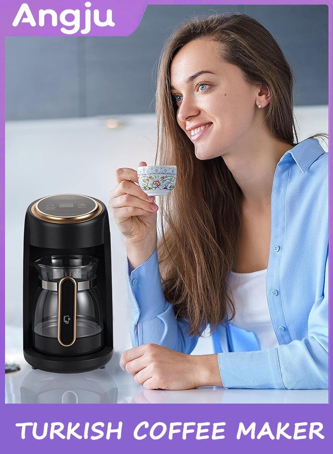 Angju Turkish Coffee Maker, Portable Electric Glass Turkish Coffee Pot with Display Screen, Turkish Coffee Machine & Hot Drinks & Heating Milk, Automatic Coffee Pot Office and Travel - Image 5