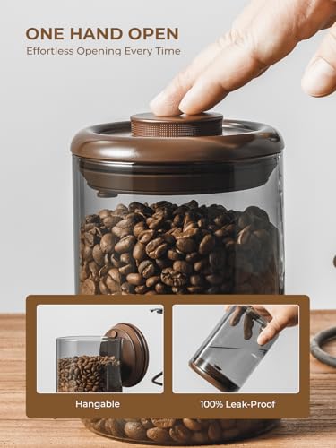 Tourdeus Coffee Canister for Ground Coffee, 13 oz Borosilicate Air Tight Coffee Bean Container with Pop Lid, CO₂ Releasing Valve for Grounds Coffee, Anti-UV - Image 2