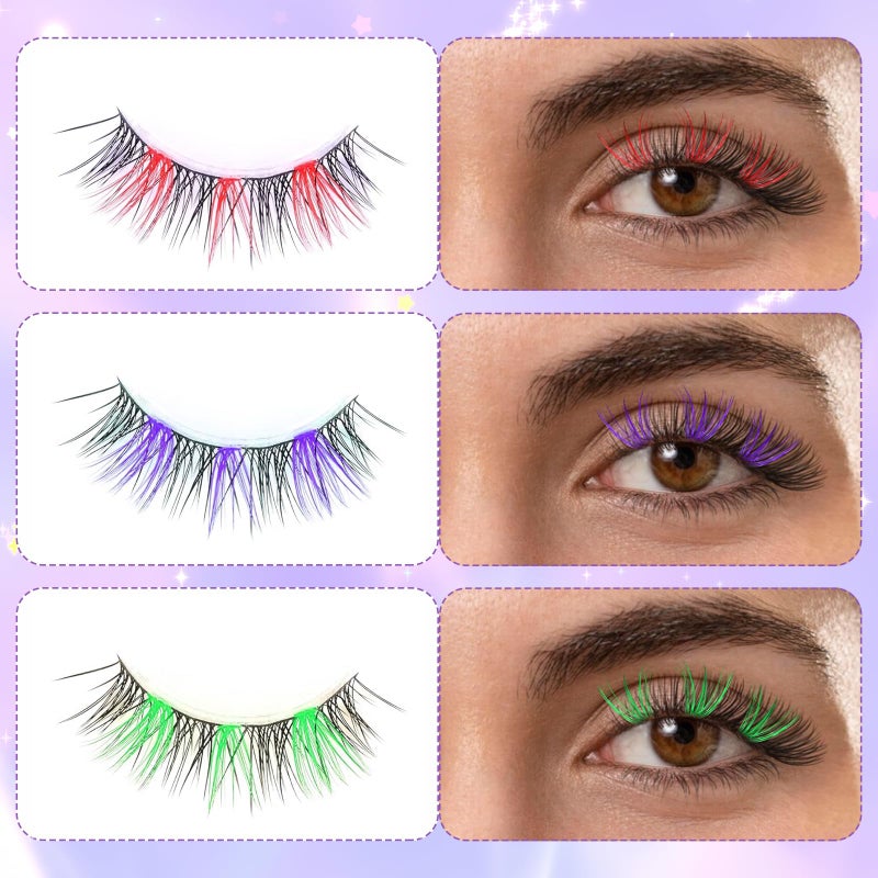 Amabro Colored Eyelash Extensions, 120 PCS 14mm 16mm Mixed Lash Clusters DIY Eyelash Extension D Curl Individual Cluster Lashes DIY Lash Extension Mixed 6 Colors for Women Girls - Image 3