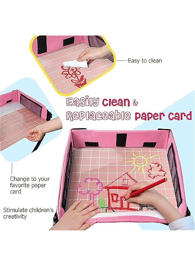 Gonice Car Seat Organizer Kids Travel Tray for Kids Toddlers Activities in Car Seat, Stroller, Airplane Waterproof Dry Erase Top Side Pocket & Water Bottle Holder - Image 5