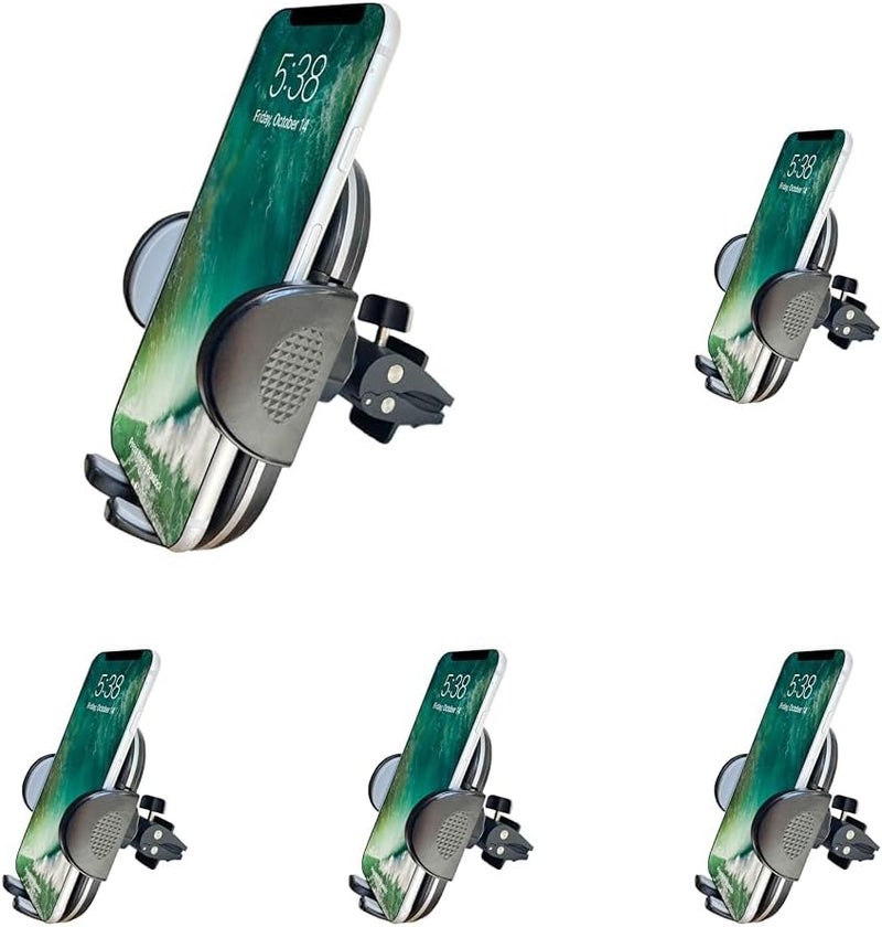 Fugetek Phone Holder Air Vent Mount Adjustable Cradle Quick Release Durable Metal Clip Plates 360 Rotation Compatible with iPhone  Android Phones BlackGrey Pack of 5