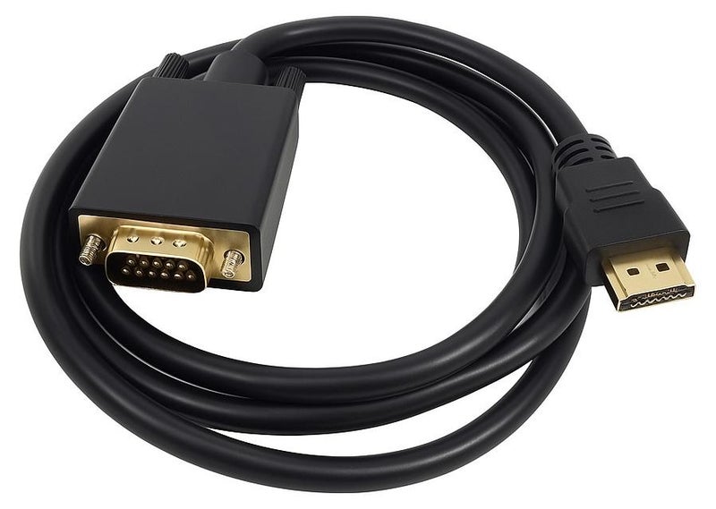 كابل HDMI إلى VGA مطلي بالذهب بطول 1.8 متر، محول فيديو ذكر إلى ذكر لمشغل HD إلى تلفزيون عالي الدقة بطول 1.8 متر، يدعم أجهزة العرض وأجهزة الكمبيوتر المحمولة / مشغلات DVD / أجهزة التلفزيون / الشاشات / توصيل الشاشة، محول الوسائط المتعددة، تصميم مضغوط، درجة احترافية، موصل مطلي بالذهب، أداء موثوق، محول عرض، كابل فيديو، هواة الصوت والصورة، موظفي المكاتب - Image 1