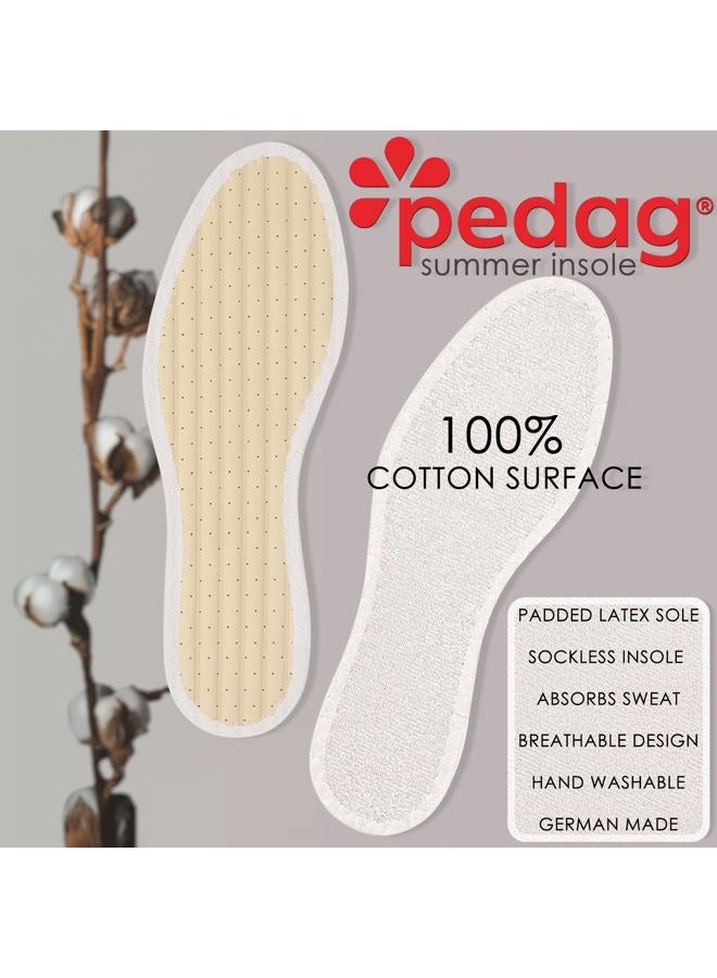 Pedag Summer | Terry Cotton Sockless Insoles | Barefoot Inserts | Handmade in Germany | Absorbs Sweat & Controls Odor | Wear Without Socks | Washable | US Women 10/ Men 7/ EU 40 | White | 3 Pair - Image 3