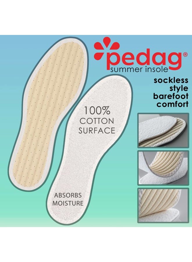 Pedag Summer | Terry Cotton Sockless Insoles | Barefoot Inserts | Handmade in Germany | Absorbs Sweat & Controls Odor | Wear Without Socks | Washable | US Women 10/ Men 7/ EU 40 | White | 3 Pair - Image 2