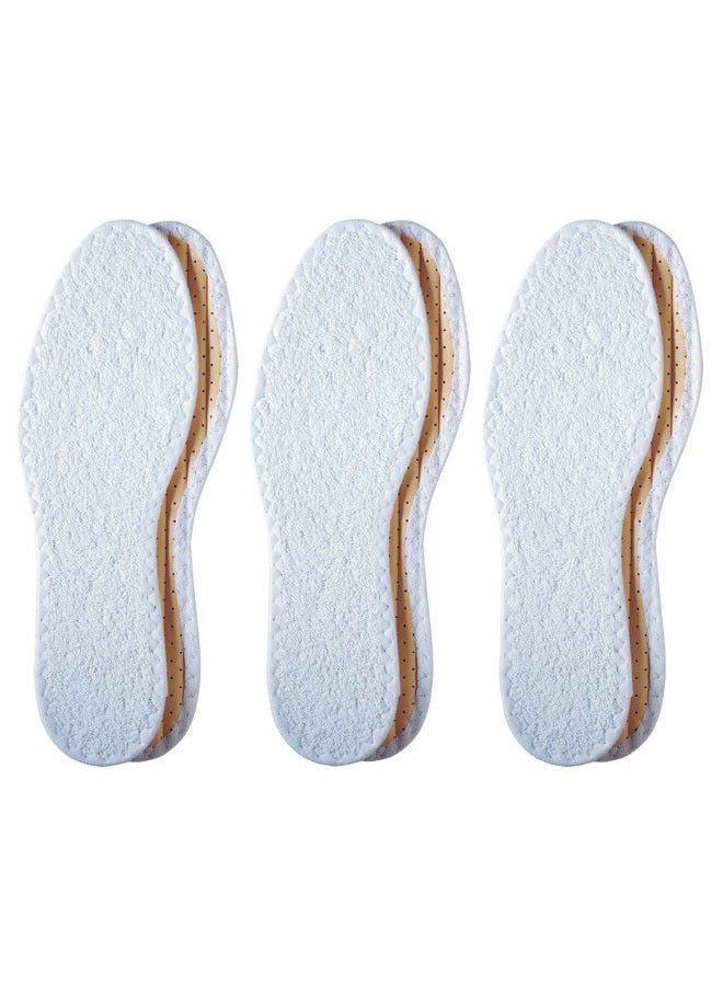 Pedag Summer | Terry Cotton Sockless Insoles | Barefoot Inserts | Handmade in Germany | Absorbs Sweat & Controls Odor | Wear Without Socks | Washable | US Women 10/ Men 7/ EU 40 | White | 3 Pair - Image 1