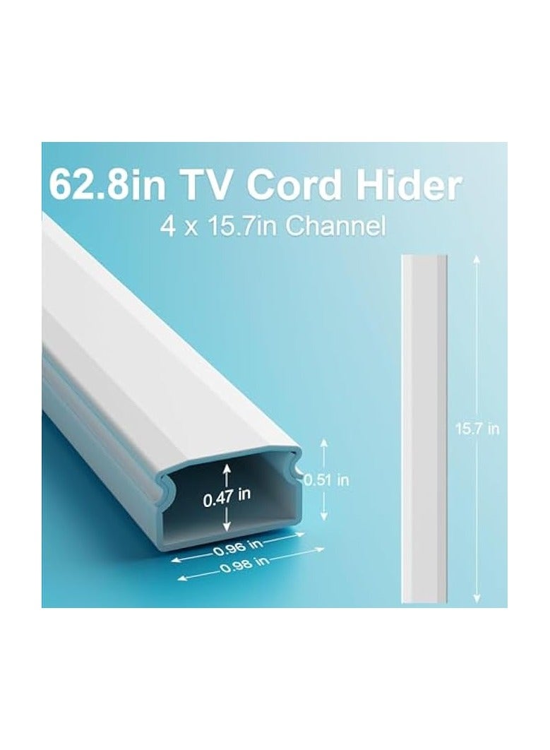 erorex TV Cord Hider, 62.8in Cable Hider, Cord Covers for Wires on Wall, Wire Covers for 2-3 Cords, Wire Hiders for TV on Wall, Easier Setup Cable Cover Management, 4 X L15.7 W0.94 H0.47in, White - Image 3