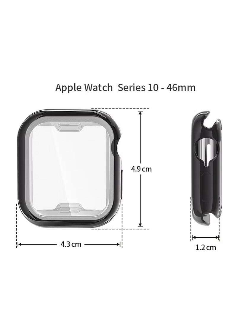 3PCS TPU Full Cover HD Screen Protector Case for Apple Watch Series 10 46mm Clear/Black/Blue  - Image 5