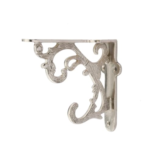 GHAR DWAR Metal Handcrafted Shelf Bracket for Floating Shelves L Angle Decorative L Shaped Corner Brace Joint Heavy Duty Wall Mounted Shelf Supporter Corner Brace Holder (Pack of 2, Silver) - Image 5