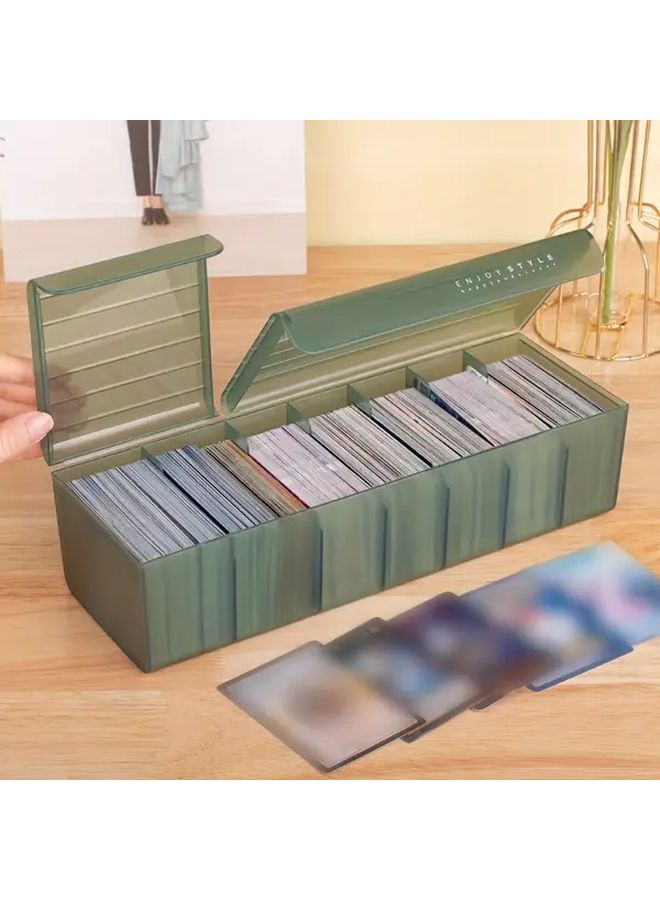 صندوق تخزين البطاقات البلاستيكي كبير السعة باللون الأبيض - منظِّم متعدد الأقسام للبطاقات المصرفية وبطاقات الأعمال وبطاقات الألعاب للاستخدام على سطح المكتب - Image 4