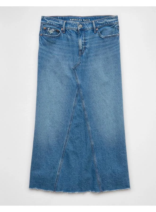 American Eagle AE Low-Rise A-Line Denim Maxi Skirt