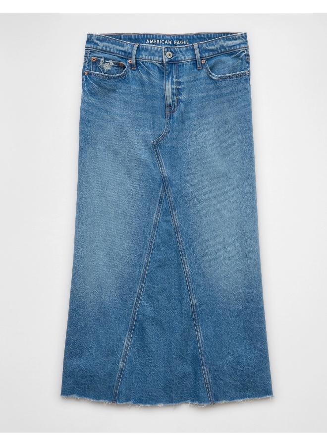 American Eagle AE Low-Rise A-Line Denim Maxi Skirt - Image 3