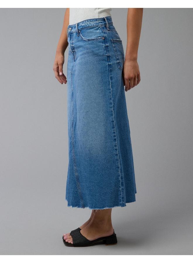American Eagle AE Low-Rise A-Line Denim Maxi Skirt - Image 5