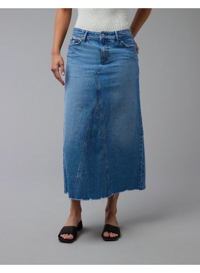 American Eagle AE Low-Rise A-Line Denim Maxi Skirt - Image 1