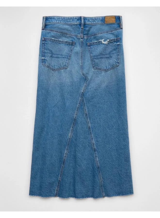 American Eagle AE Low-Rise A-Line Denim Maxi Skirt