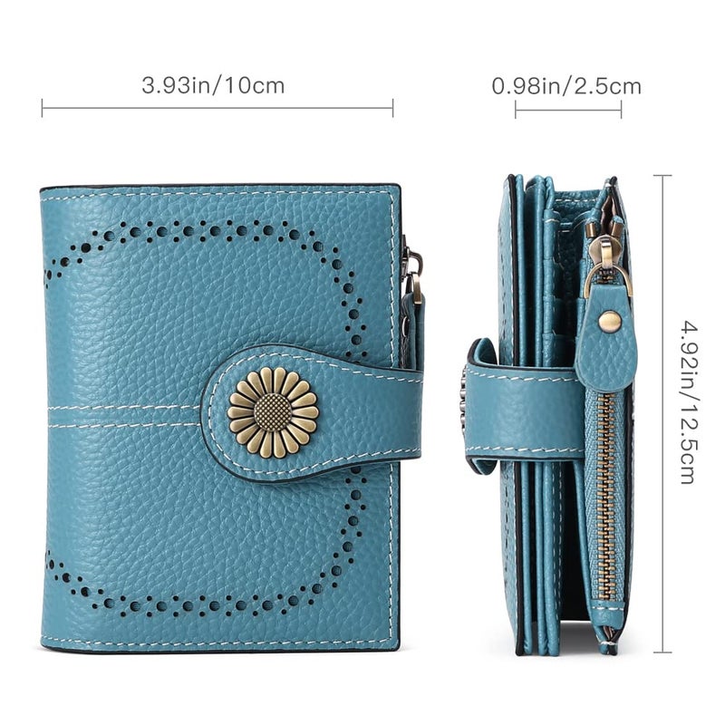 SENDEFN Small Womens Wallet Leather Bifold Card Holder RFID Blocking with Zipper Coin Pocket - Image 3