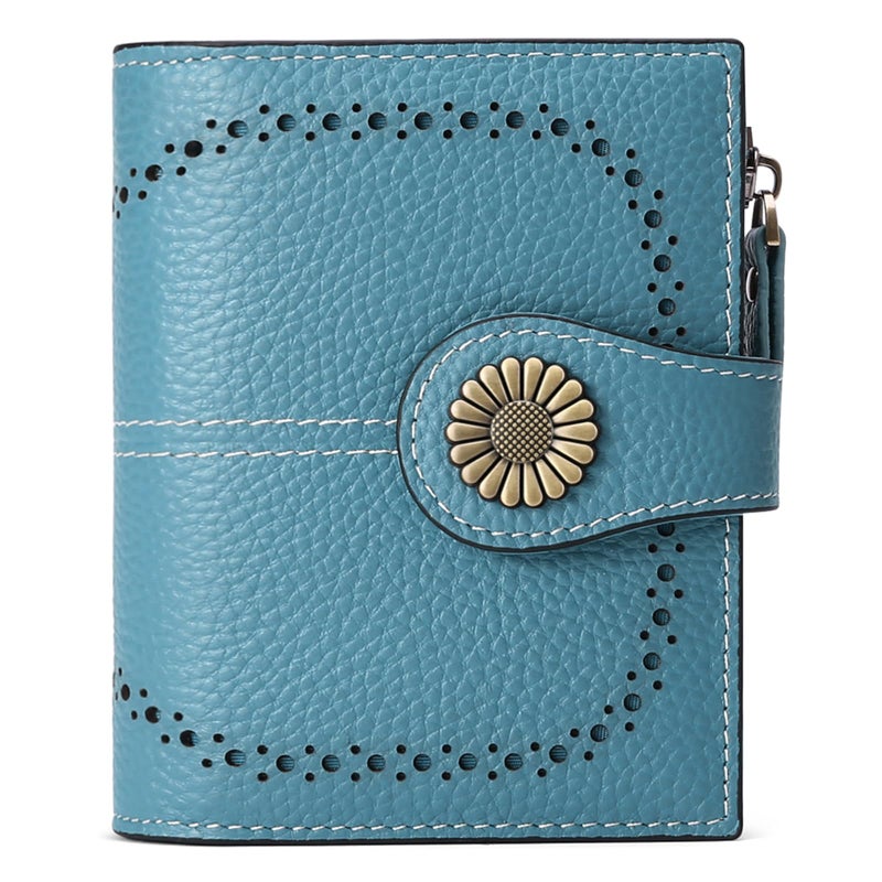SENDEFN Small Womens Wallet Leather Bifold Card Holder RFID Blocking with Zipper Coin Pocket - Image 1