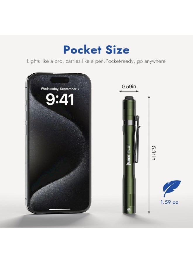 WUBEN PL01 Torch Light, 650 Lumens Pocket EDC Flashlight Rechargeable, Bright LED Pen Flashlight, IP68 Handheld Flash Lights, Compatible 2 AAA Battery for Home, Outdoor, Emergencies, Inspection - Image 4