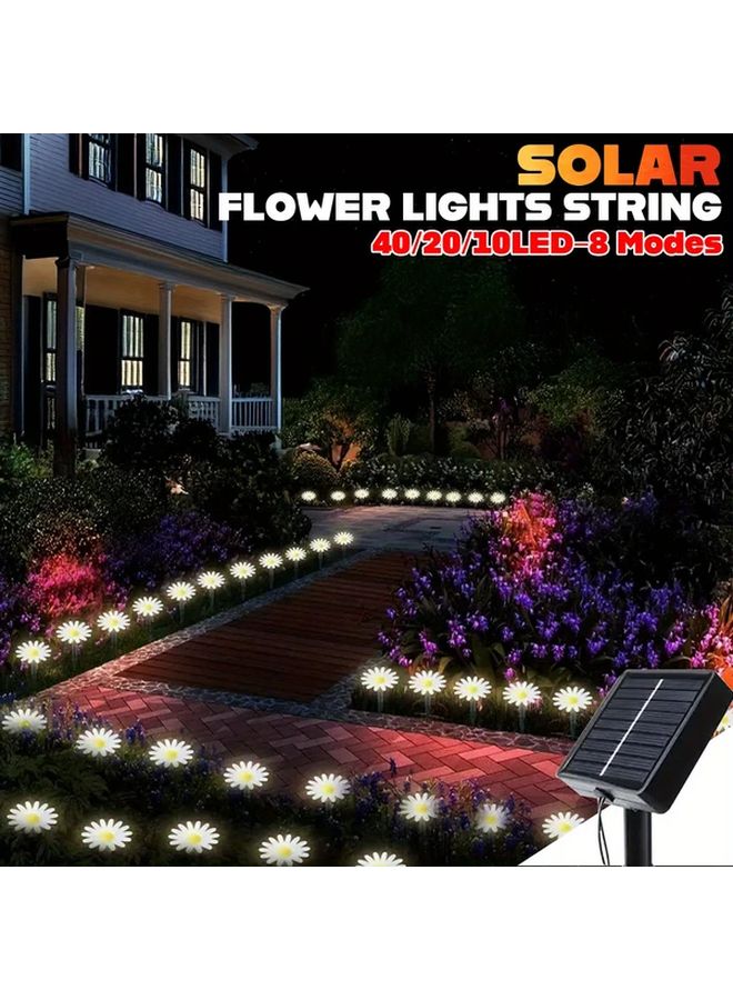 Solar Outdoor String Lights 20LEDs Warm White 8 Modes Smart Sensor Garden Pathway - Image 2