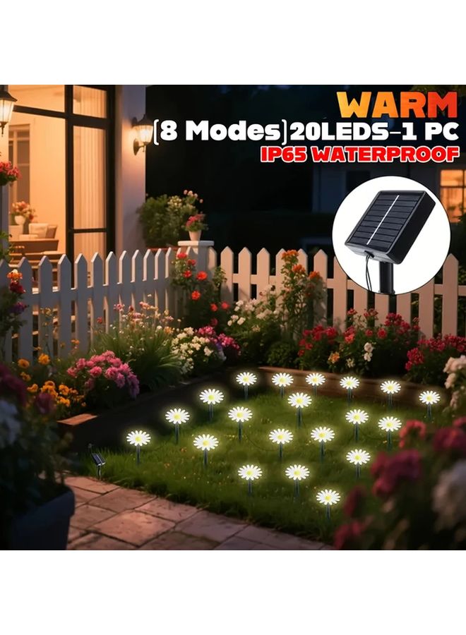 Solar Outdoor String Lights 20LEDs Warm White 8 Modes Smart Sensor Garden Pathway - Image 1