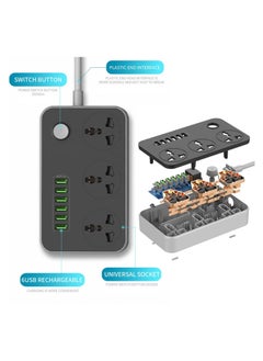 Generic Universal Flat Plug，Power Socket with 6 Quick USB Port (5V 3.4A 17W) & 3 Outlets，6.5ft Heavy Duty Extension Cord  - Image 2