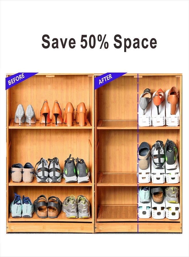 Yashong Shoe Slots Organizer, 24PCS Adjustable Double Layer Stack Shoe Rack, 50% Space-Saving Storage Rack Holder, White - Image 3
