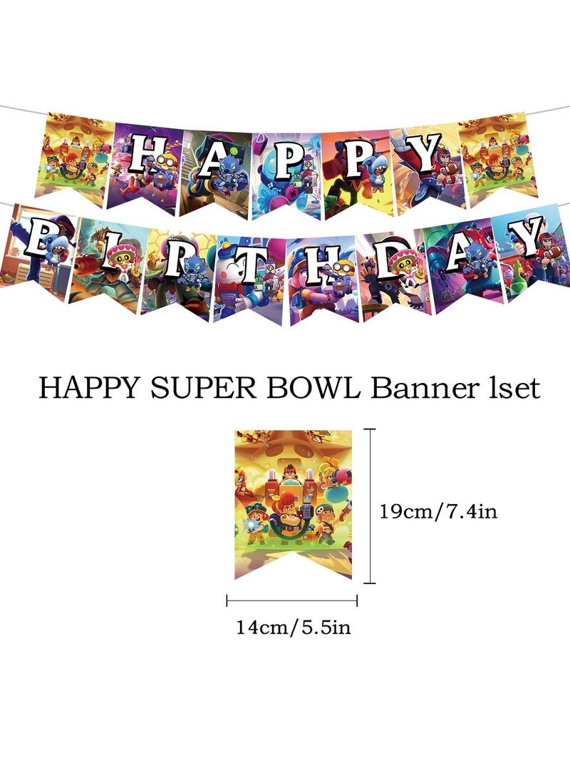 general Birthday party decorations, including birthday banners, table centerpieces, cake decorations, cartoon themed latex balloons for kids fans birthday party supplies - Image 2