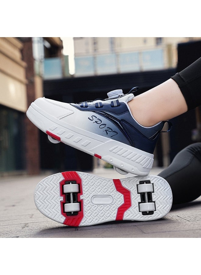 NIBEMINENT Kids Roller Skates Shoes 4 Wheels Roller Shoes Boys Girls Wheel Shoes Roller Sneakers Shoes for Beginner More Balanced  - Image 1