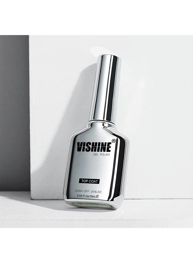 Vishine تقنية جديدة طلاء علوي لامع للغاية 2 قطعة من 16 مل بدون مسح لطلاء الأظافر الجل المقاوم للتقشير طويل الأمد، 0.54 أونصة - Image 3