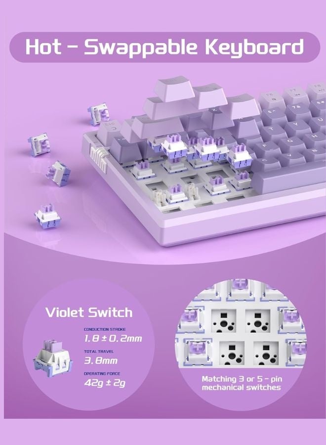 MageGee Mechanical Gaming Keyboard with Wireless Joint sky98 , 96% Creamy RGB Hot-Swappable Keyboard with 5-Layer Sound Filling, BT/2.4G/USB-C, NKRO for Win/Mac - Image 5