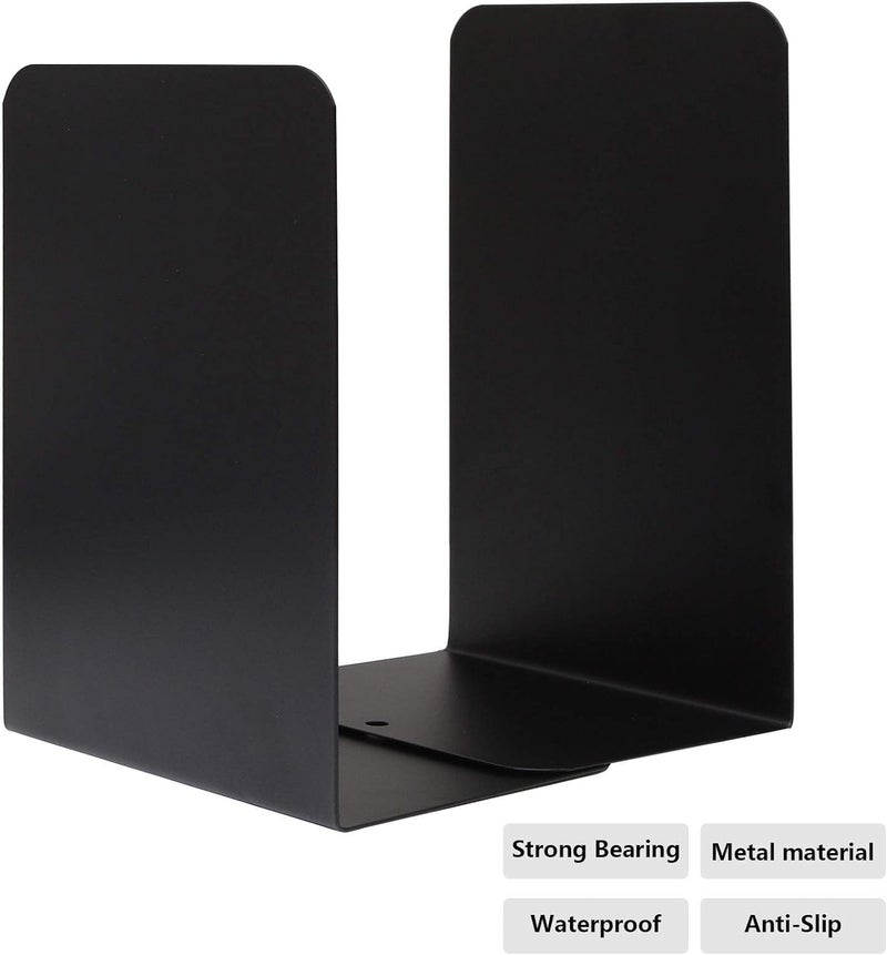 Heavy Duty Metal Black Bookends for Shelves - 8 Pieces - Image 4