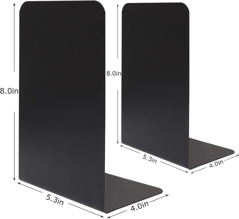 Heavy Duty Metal Black Bookends for Shelves - 8 Pieces - Image 2