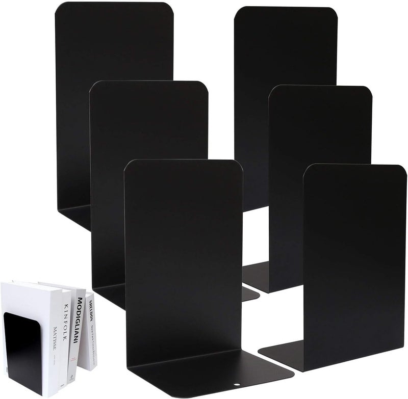 Heavy Duty Metal Black Bookends for Shelves - 8 Pieces - Image 1