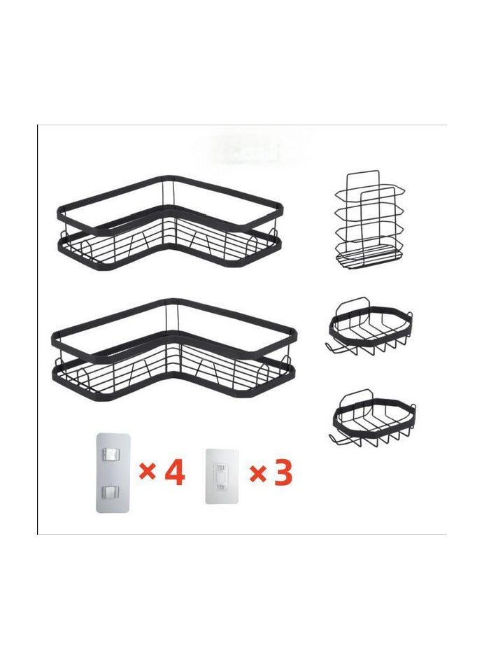 Shower Organizer Adhesive Bathroom Shelf for Bathroom Storage, Home and Kitchen Decor, No Drilling, Large Capacity, Stainless Steel Bathroom Organizer, Indoor Shower Storage Shelves, Set of 5 (White)  - Image 2