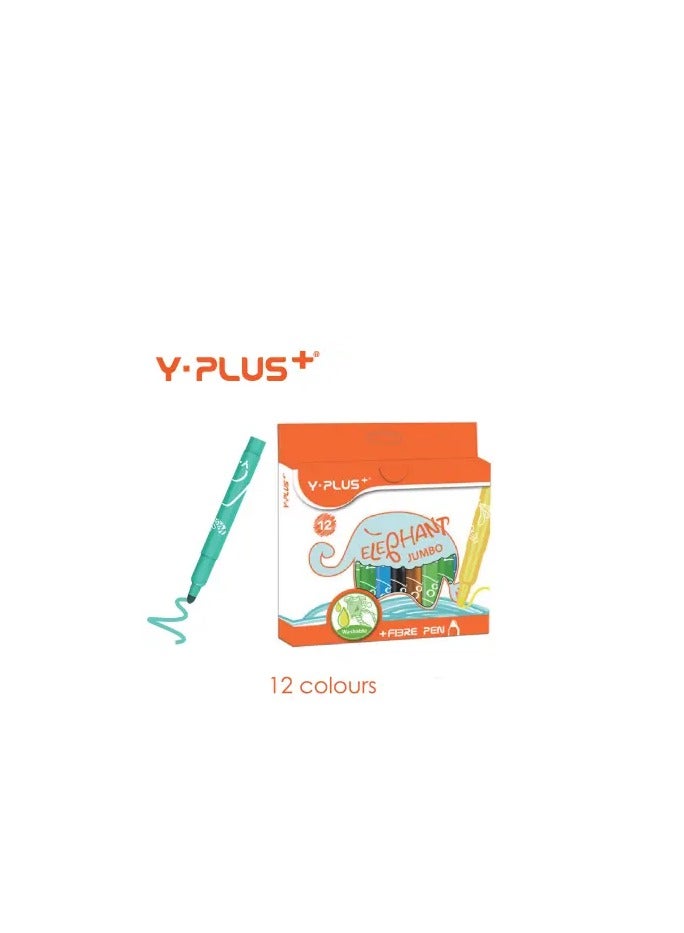 YPlus 12 Color Pencil  12 Color Fiber Pen 1 Coloring Book - Image 2